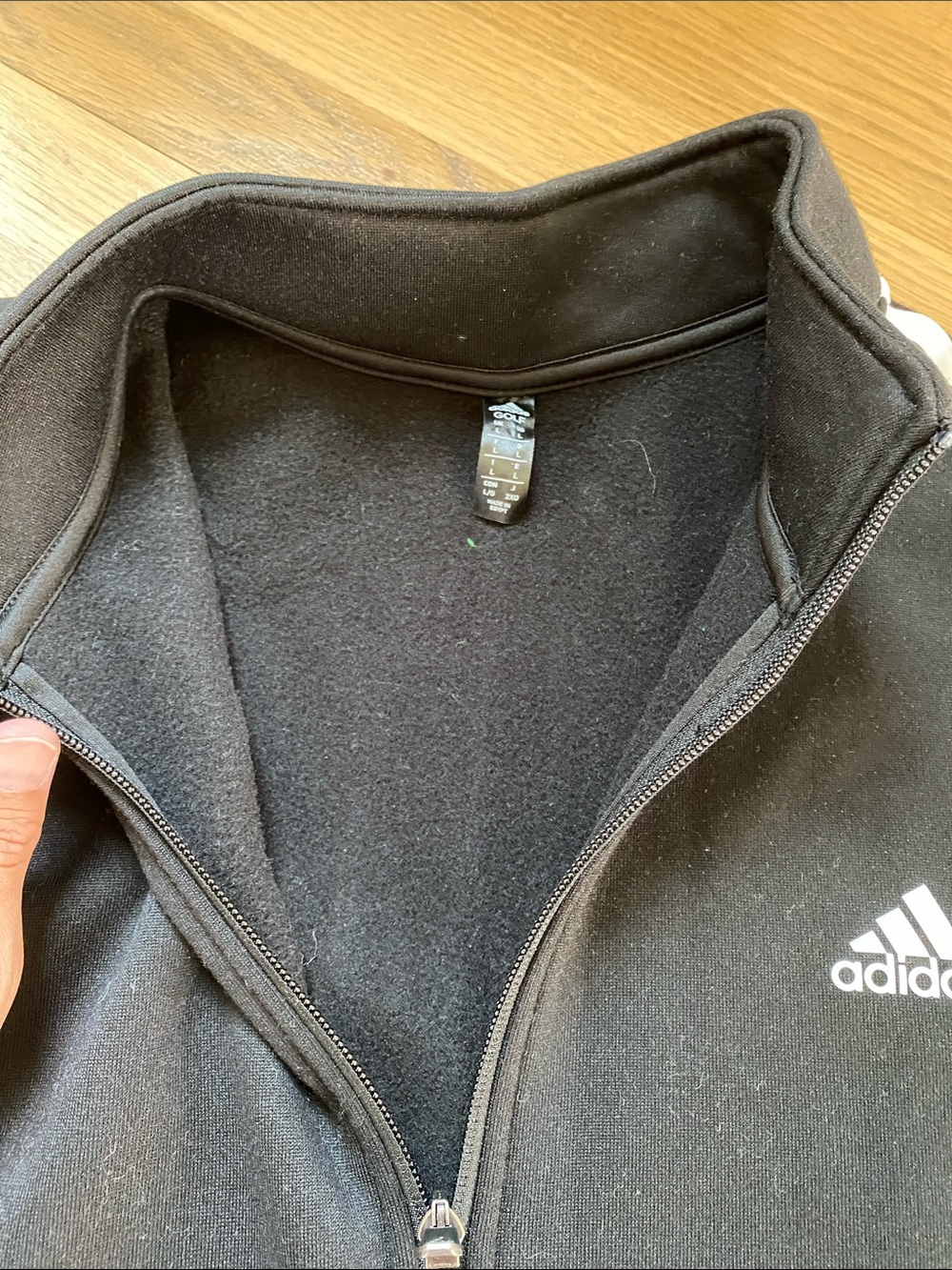 NWT adidas L Black Track Jacket with White Three-Stripes - Picture 5 of 8